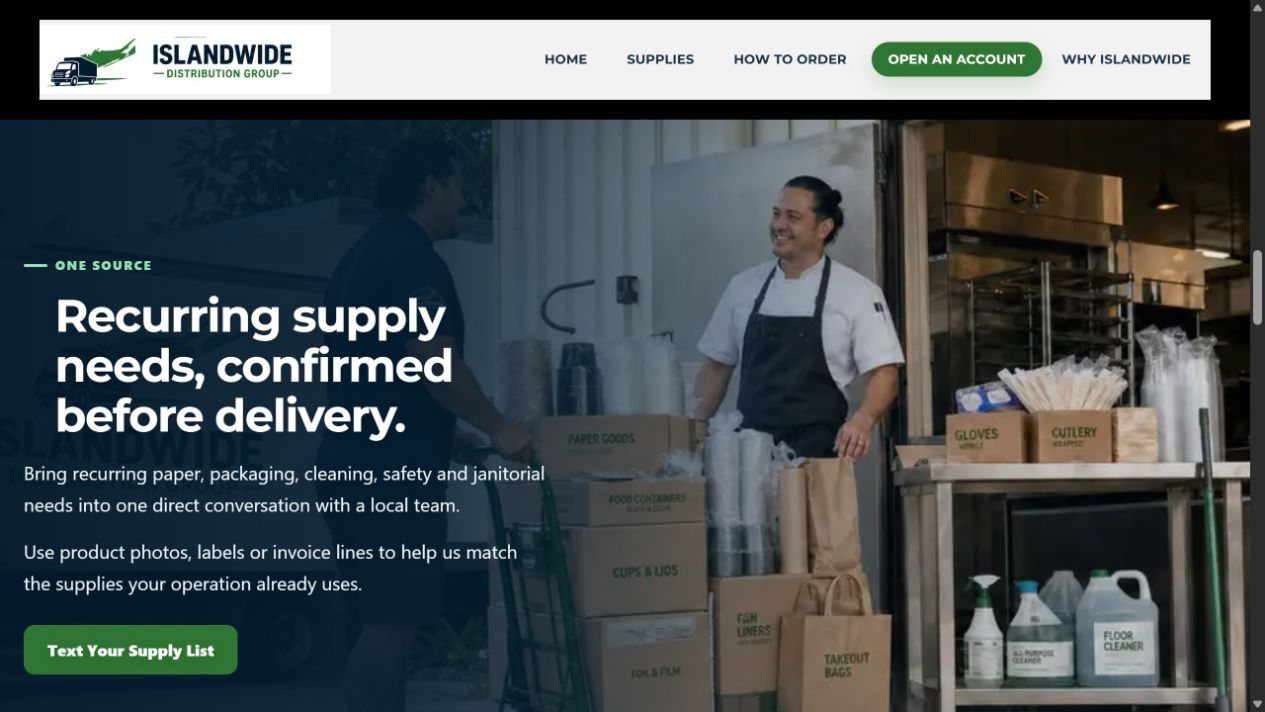 IslandWide website section for recurring supply requests
